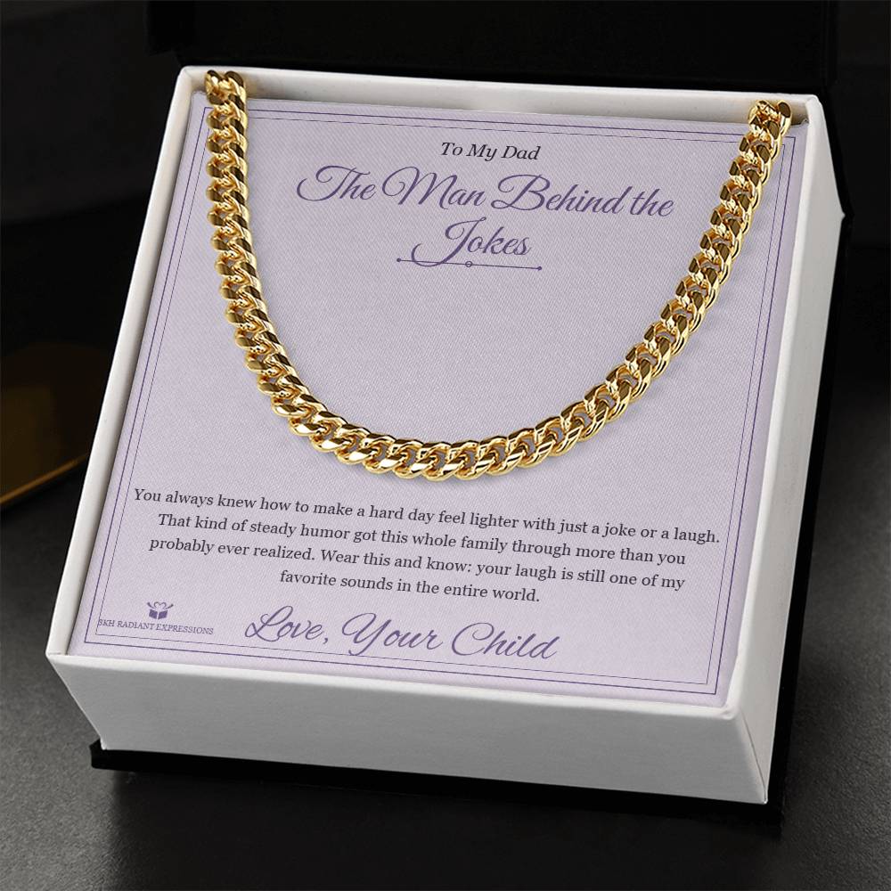 The Man Behind the Jokes - Cuban Link Chain for Stepdad - personalized keepsake gift from SKH Radiant Expressions