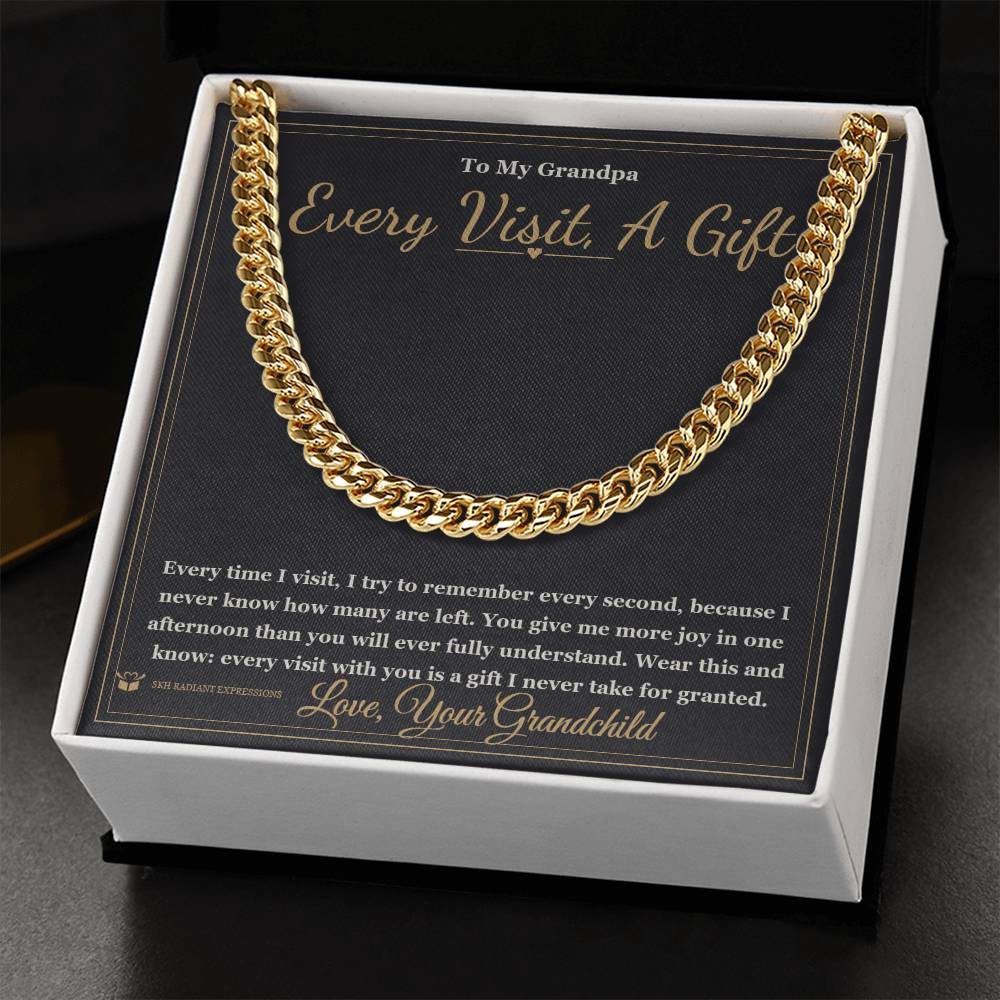 Every Visit, A Gift - Cuban Link Chain for Grandfather - personalized keepsake gift from SKH Radiant Expressions
