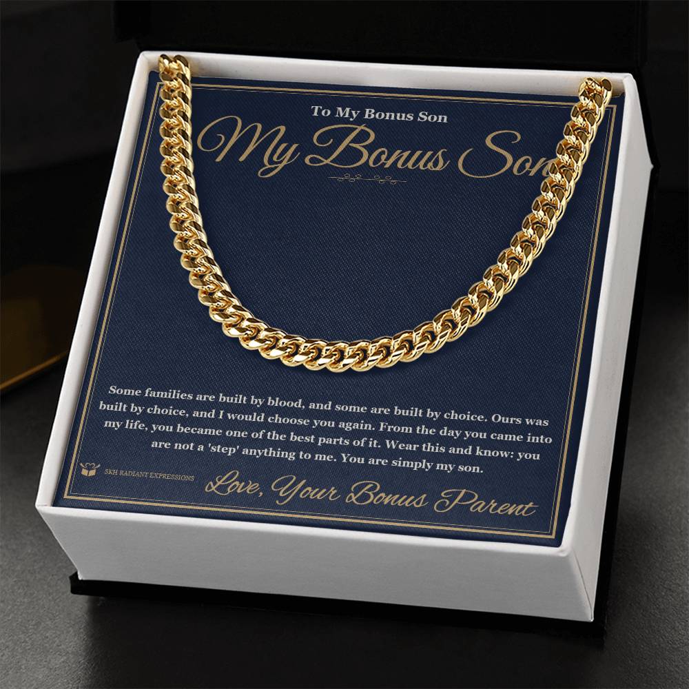 My Bonus Son - Cuban Link Chain for Stepson - personalized keepsake gift from SKH Radiant Expressions