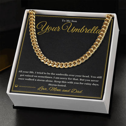 Engraved Cuban Link Chain with message for son