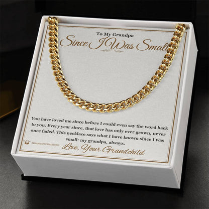 Cuban Link Chain with personalized message card for grandfather