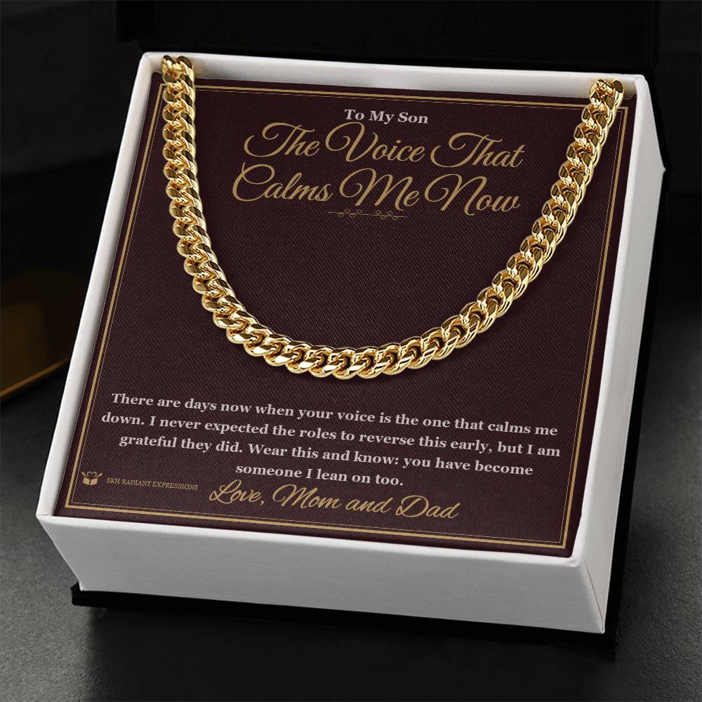 Engraved Cuban Link Chain with message for grandson
