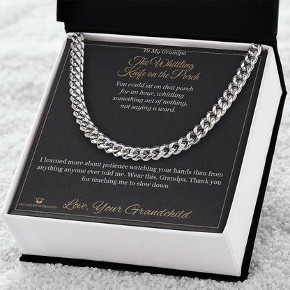 Cuban Link Chain with personalized message card for grandfather