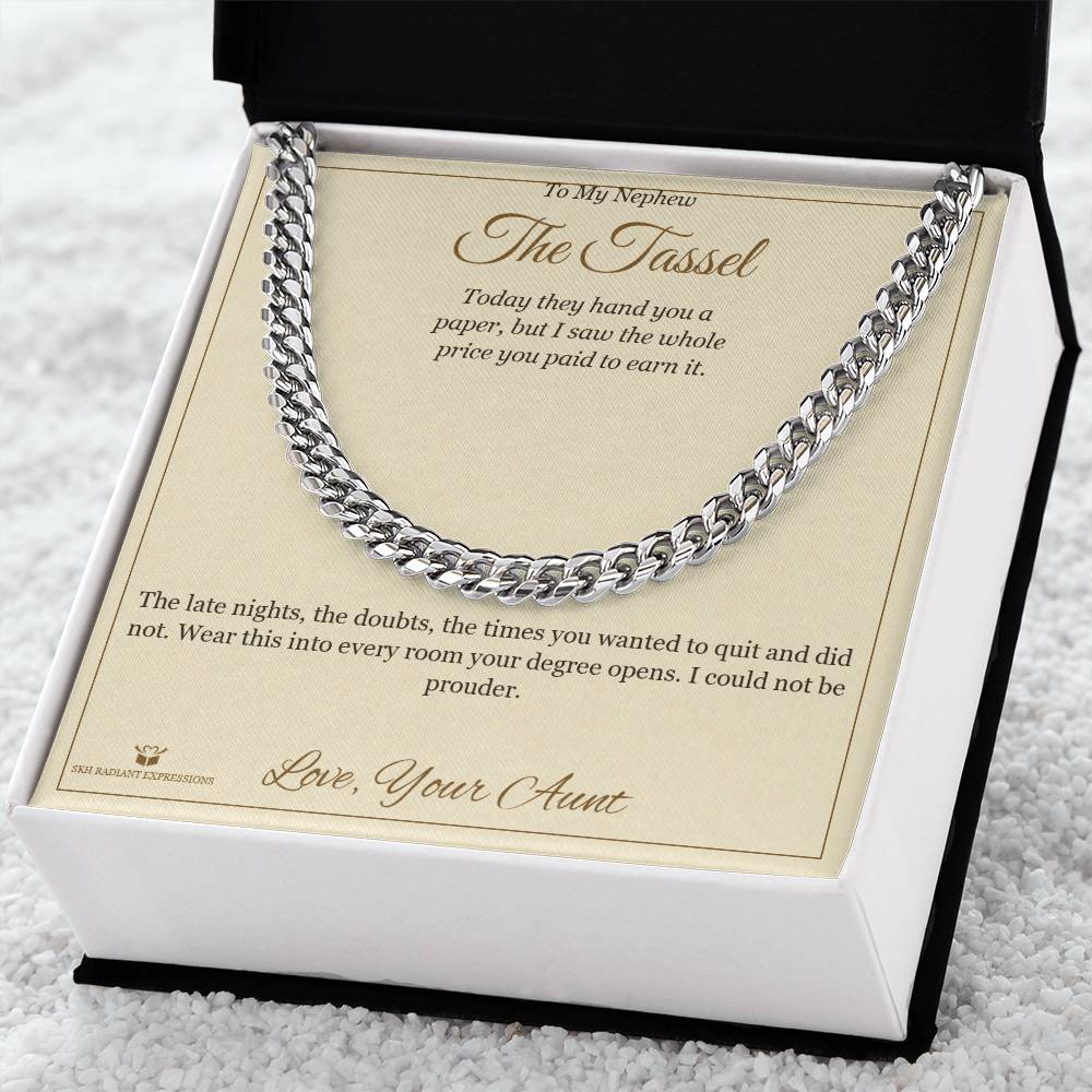 Cuban Link Chain with personalized message card for nephew