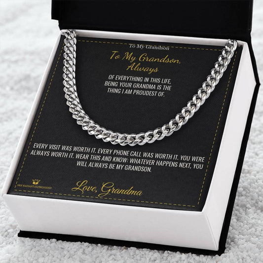To My Grandson, Always - Cuban Link Chain for Grandson