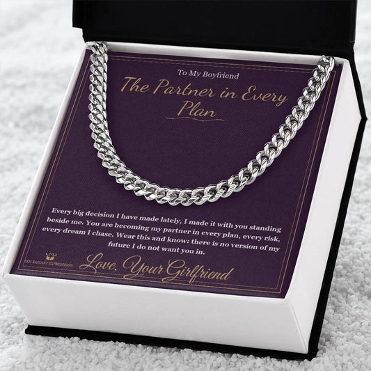 The Partner in Every Plan - Cuban Link Chain for Boyfriend - personalized keepsake gift from SKH Radiant Expressions