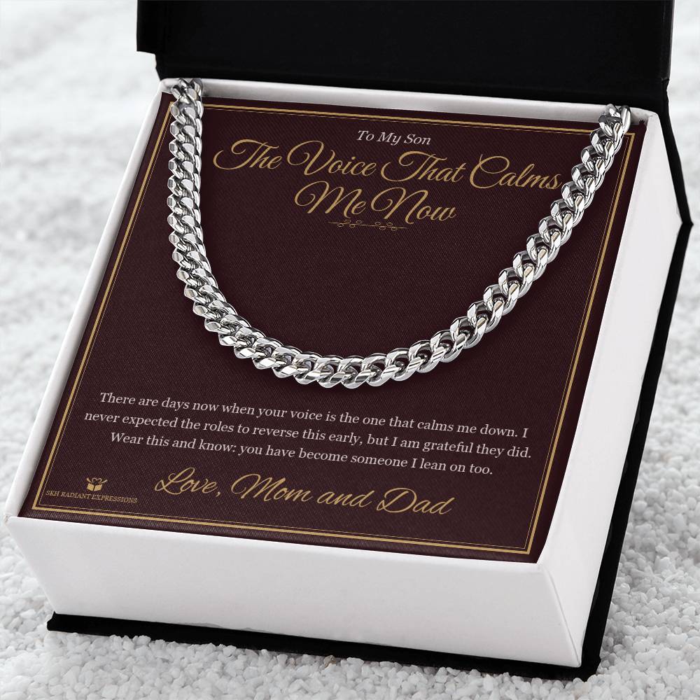 The Voice That Calms Me Now - Cuban Link Chain for Grandson - personalized keepsake gift from SKH Radiant Expressions