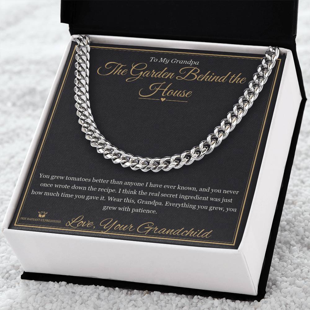 The Garden Behind the House - Cuban Link Chain for Grandfather - personalized keepsake gift from SKH Radiant Expressions