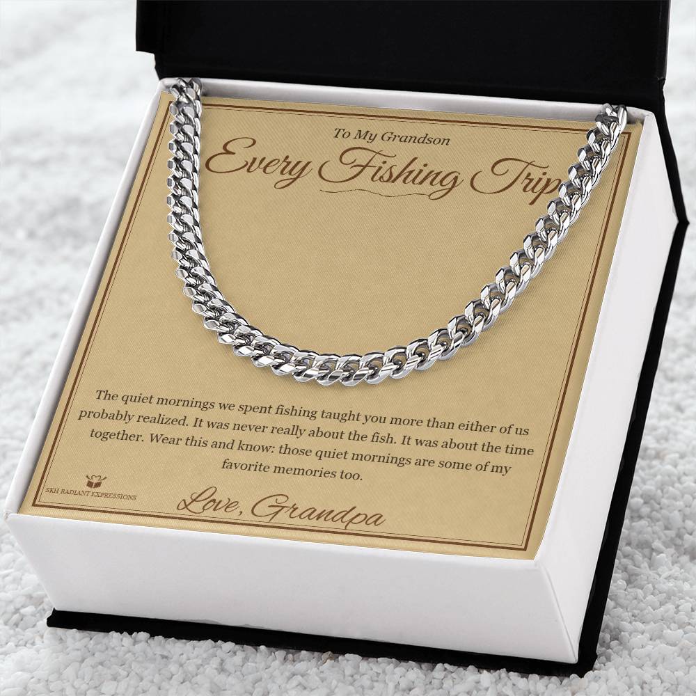 Every Fishing Trip - Cuban Link Chain for Grandson - personalized keepsake gift from SKH Radiant Expressions