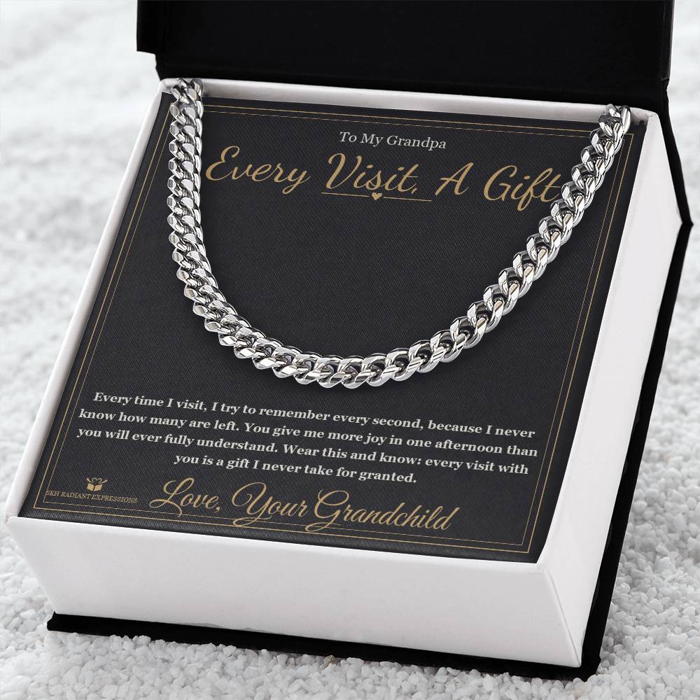Every Visit, A Gift - Cuban Link Chain for Grandfather - personalized keepsake gift from SKH Radiant Expressions