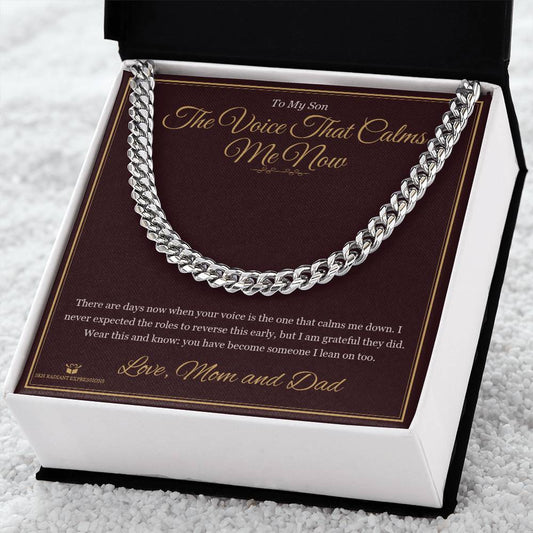 The Voice That Calms Me Now - Cuban Link Chain for Grandson - personalized keepsake gift from SKH Radiant Expressions
