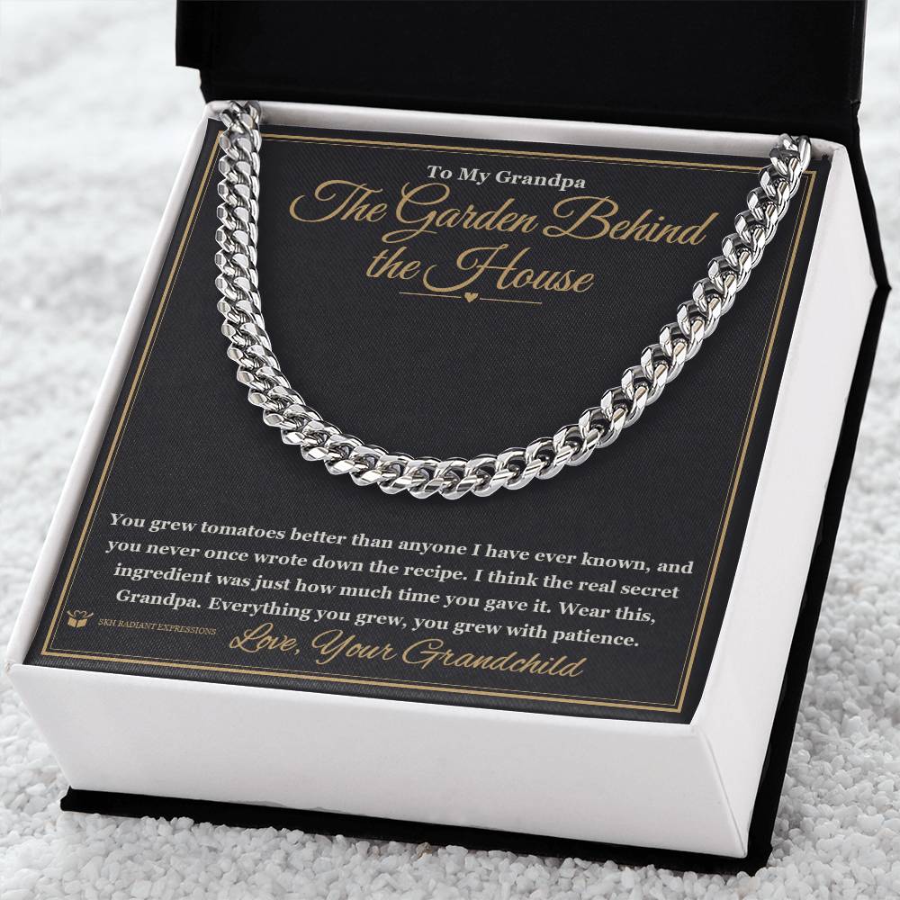 The Garden Behind the House - Cuban Link Chain for Grandfather - personalized keepsake gift from SKH Radiant Expressions