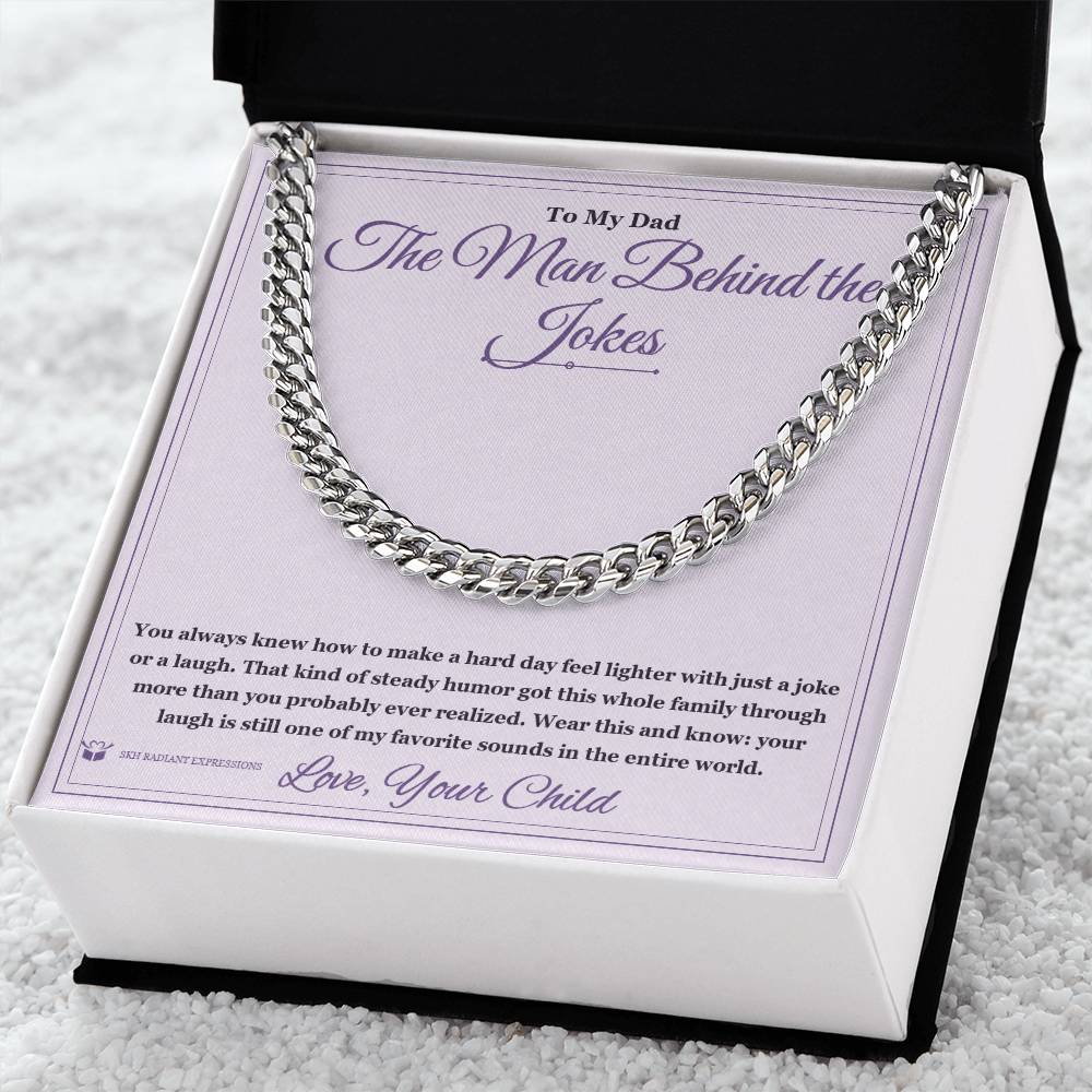 The Man Behind the Jokes - Cuban Link Chain for Stepdad - personalized keepsake gift from SKH Radiant Expressions
