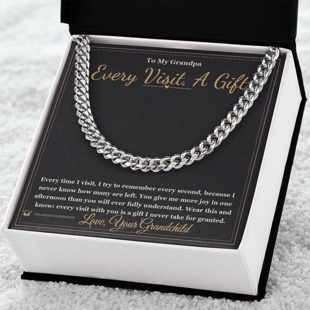 Every Visit, A Gift - Cuban Link Chain for Grandfather - personalized keepsake gift from SKH Radiant Expressions