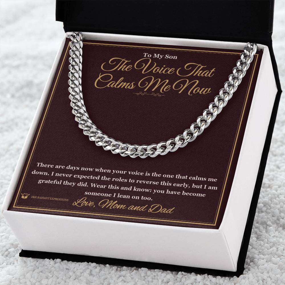 The Voice That Calms Me Now - Cuban Link Chain for Grandson - personalized keepsake gift from SKH Radiant Expressions