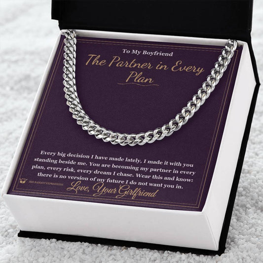 The Partner in Every Plan - Cuban Link Chain for Boyfriend - personalized keepsake gift from SKH Radiant Expressions