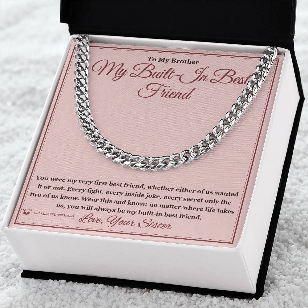 Cuban Link Chain with personalized message card for brother