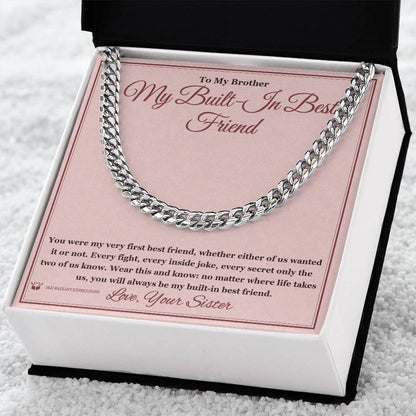 Cuban Link Chain with personalized message card for brother