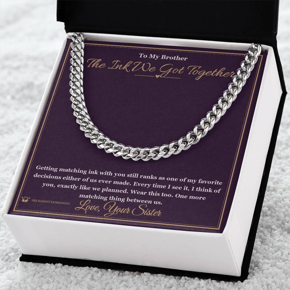 Engraved Cuban Link Chain with message for brother