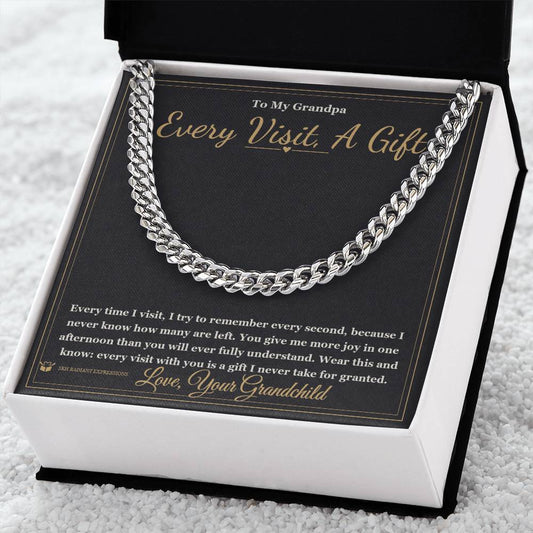 Every Visit, A Gift - Cuban Link Chain for Grandfather - personalized keepsake gift from SKH Radiant Expressions