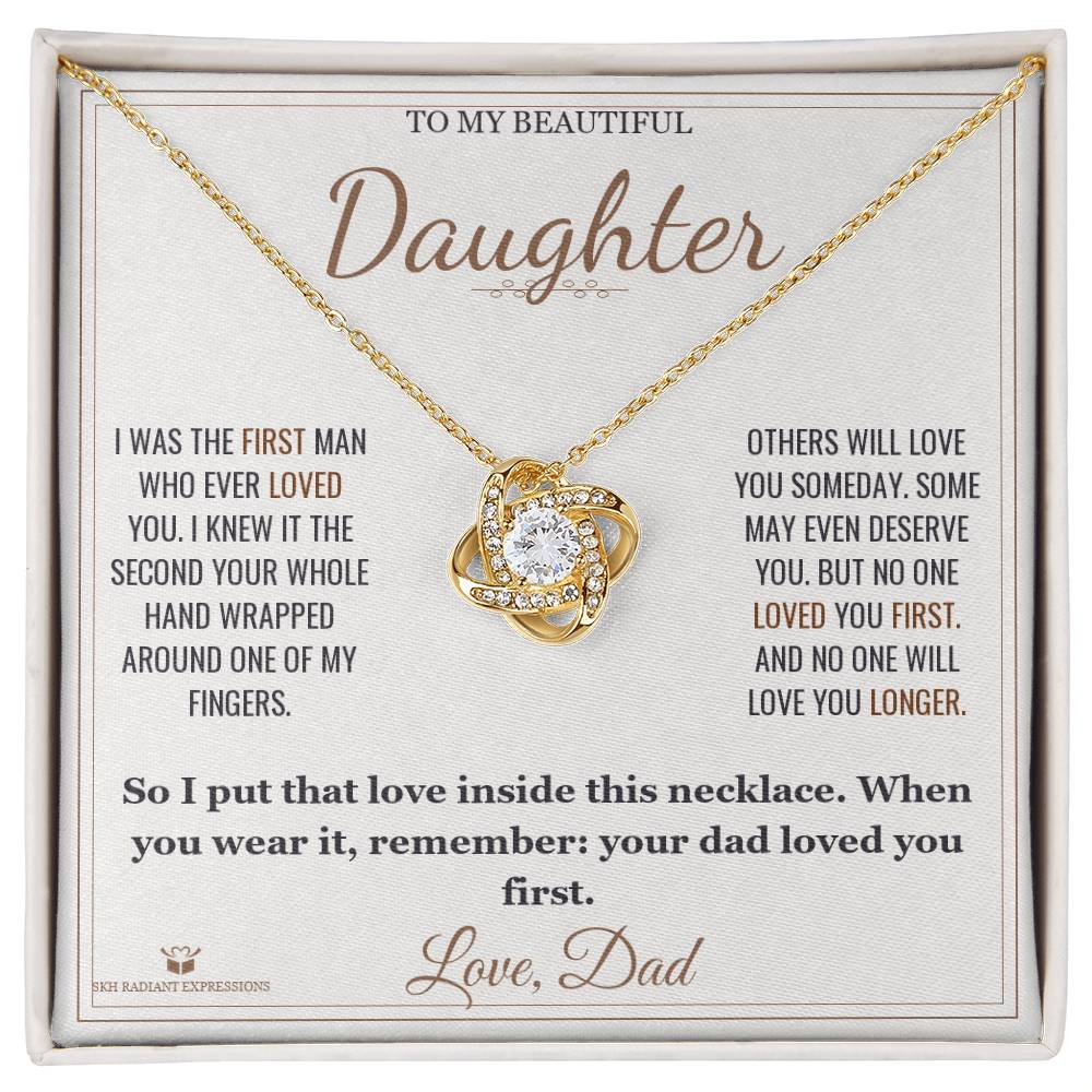 The First Man Love Knot Necklace for Daughter - personalized keepsake gift from SKH Radiant Expressions