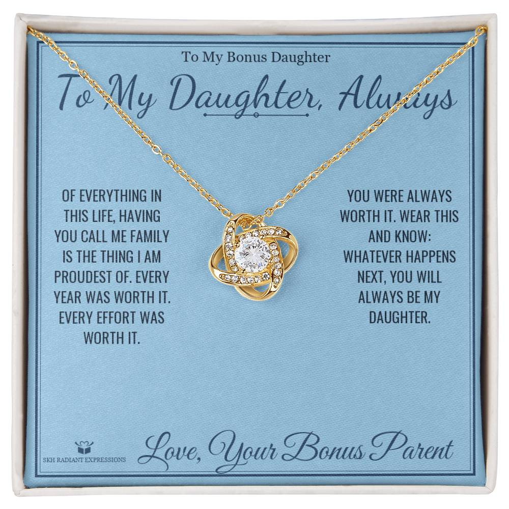 To My Daughter, Always - Love Knot Necklace for Stepdaughter