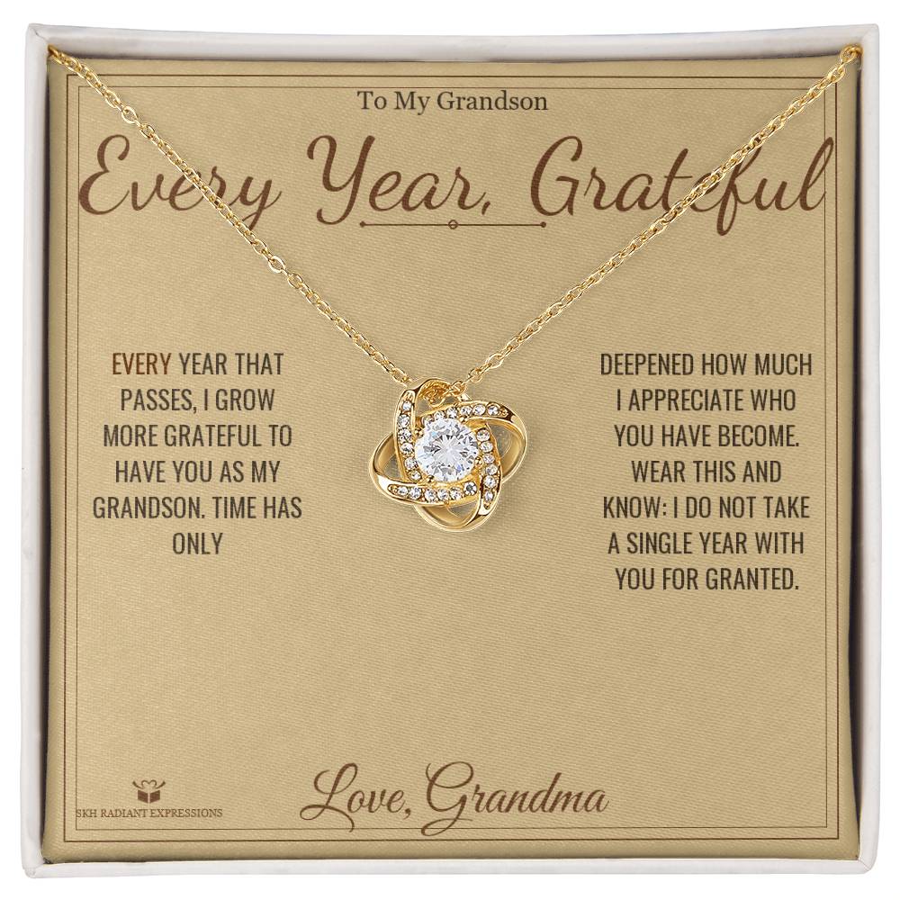 Every Year, Grateful - Love Knot Necklace for Grandson