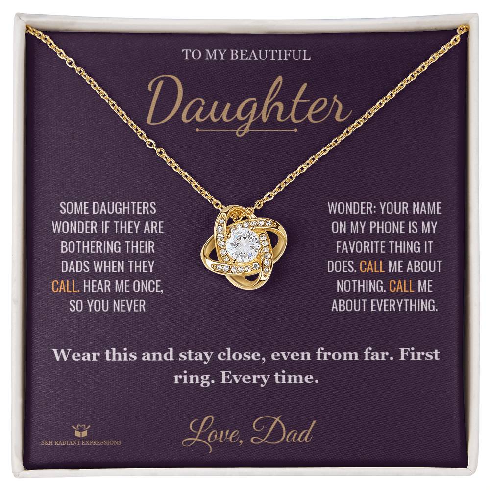 Answer On the First Ring - Love Knot Necklace for Daughter