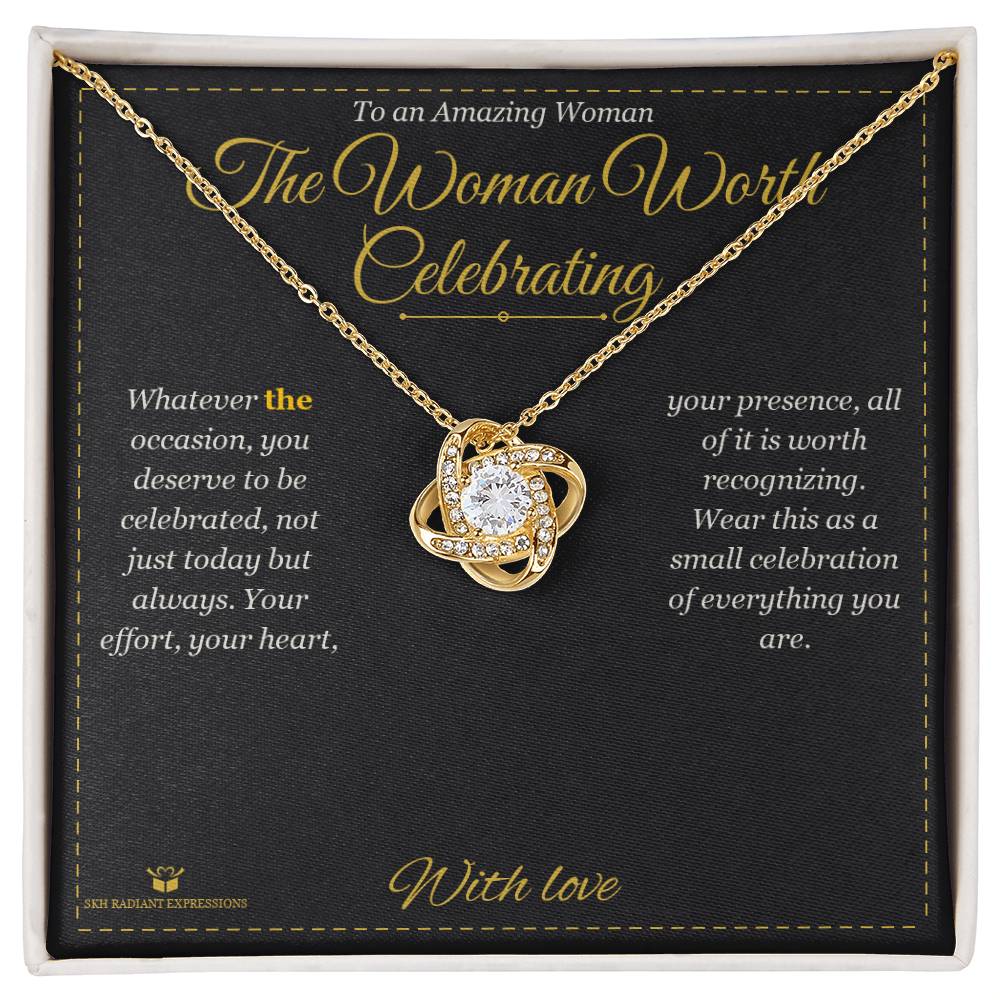Engraved Love Knot Necklace with message for her