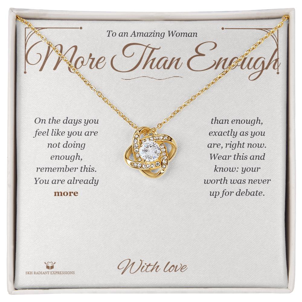 Engraved Love Knot Necklace with message for her