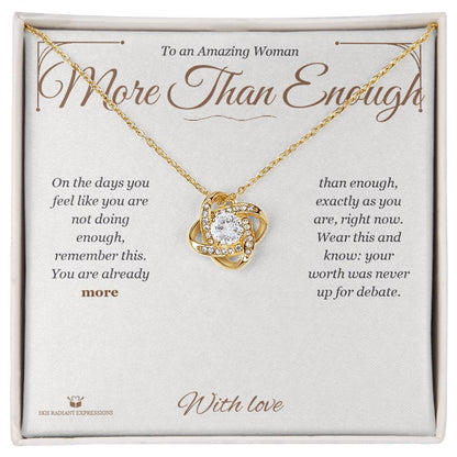 Engraved Love Knot Necklace with message for her