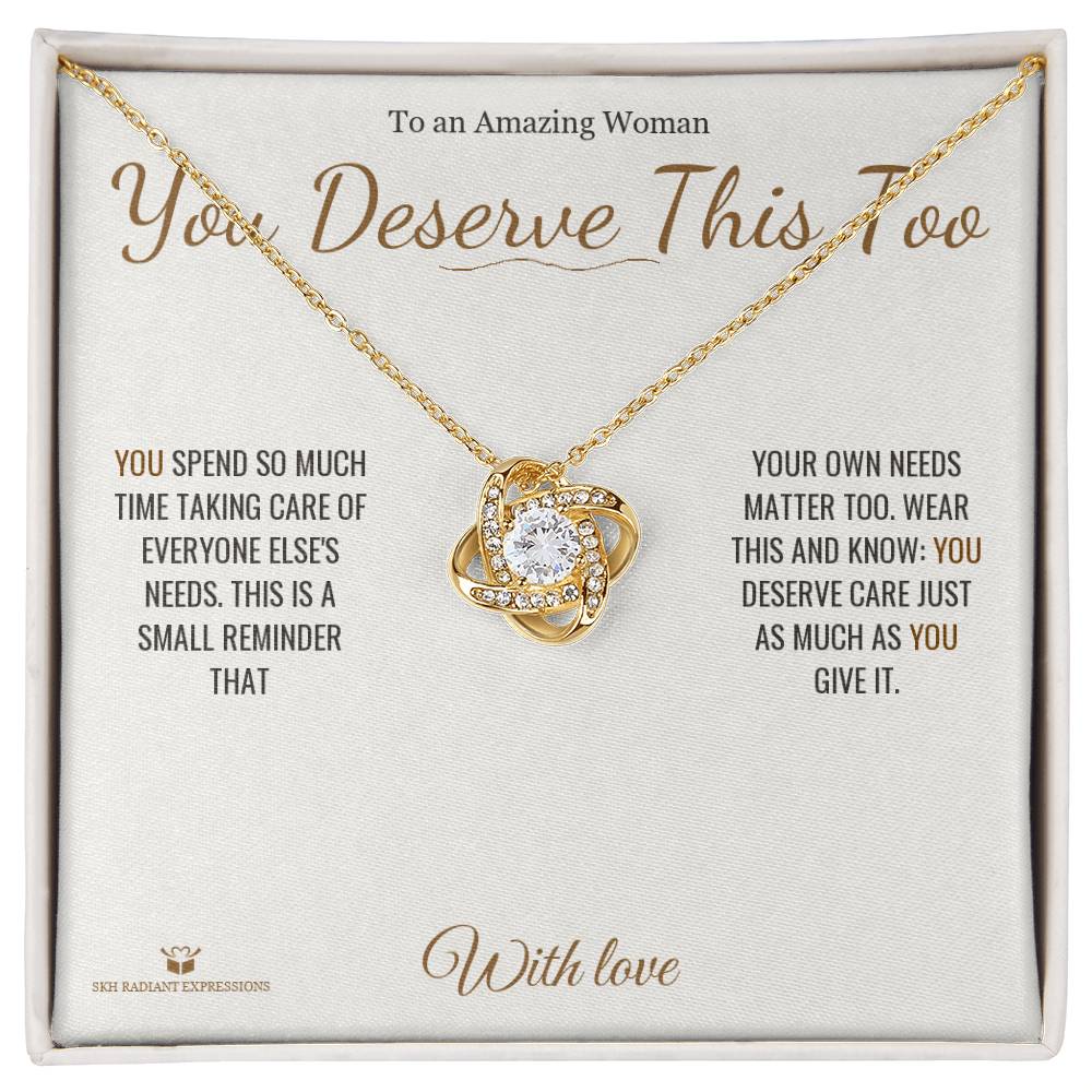 Engraved Love Knot Necklace with message for her