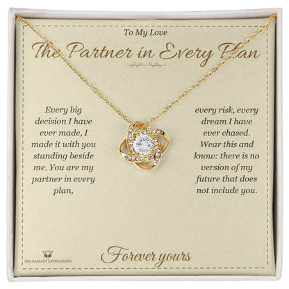 Engraved Love Knot Necklace with message for partner