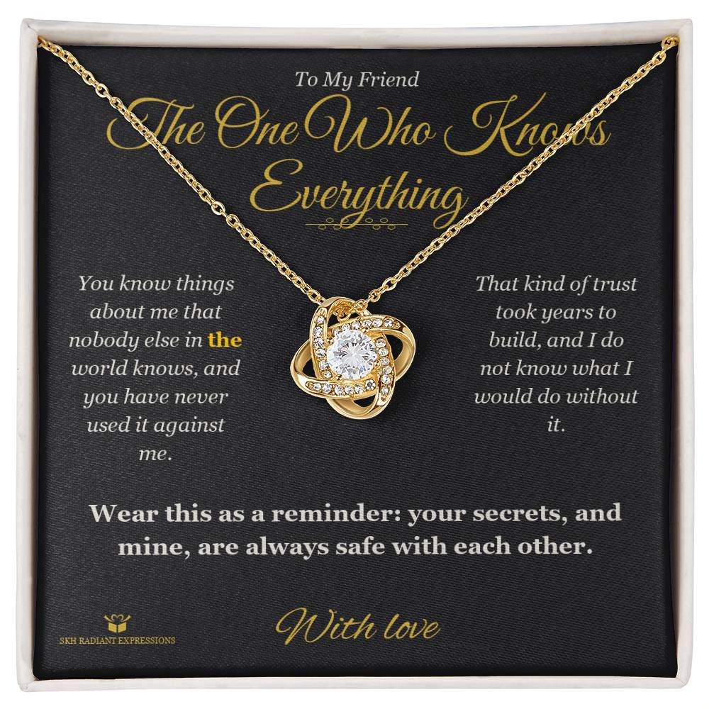 Engraved Love Knot Necklace with message for friend