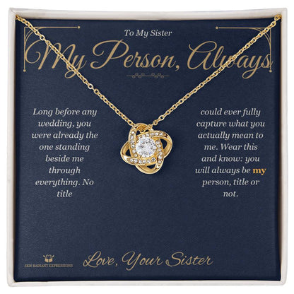 Love Knot Necklace gift for sister from Sister