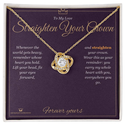 Engraved Love Knot Necklace with message for partner