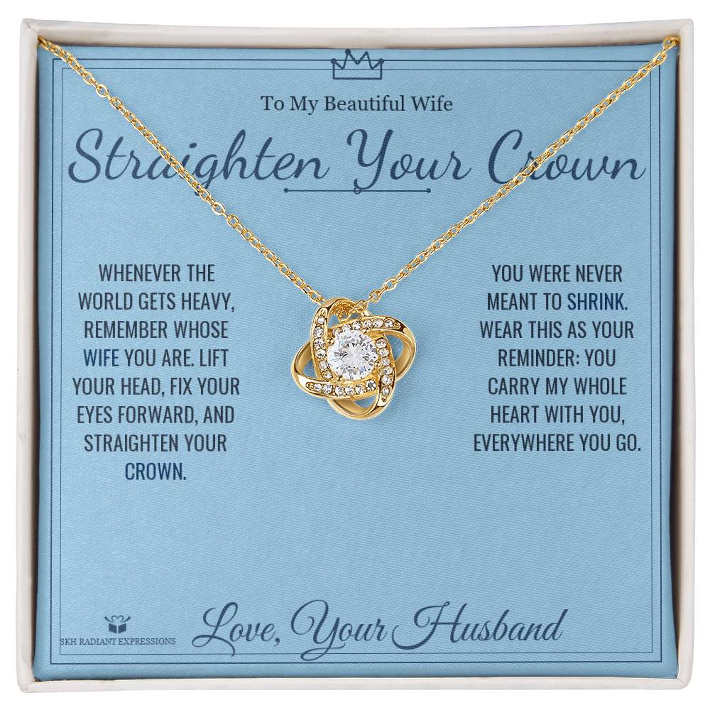 Love Knot Necklace engraved with your own words for wife