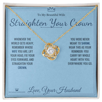 Love Knot Necklace engraved with your own words for wife