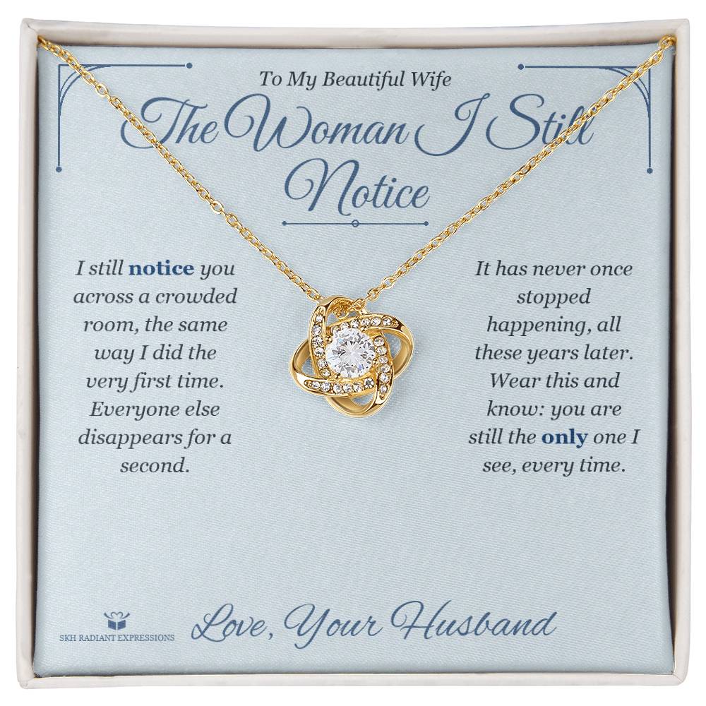 Love Knot Necklace with personalized message card for wife