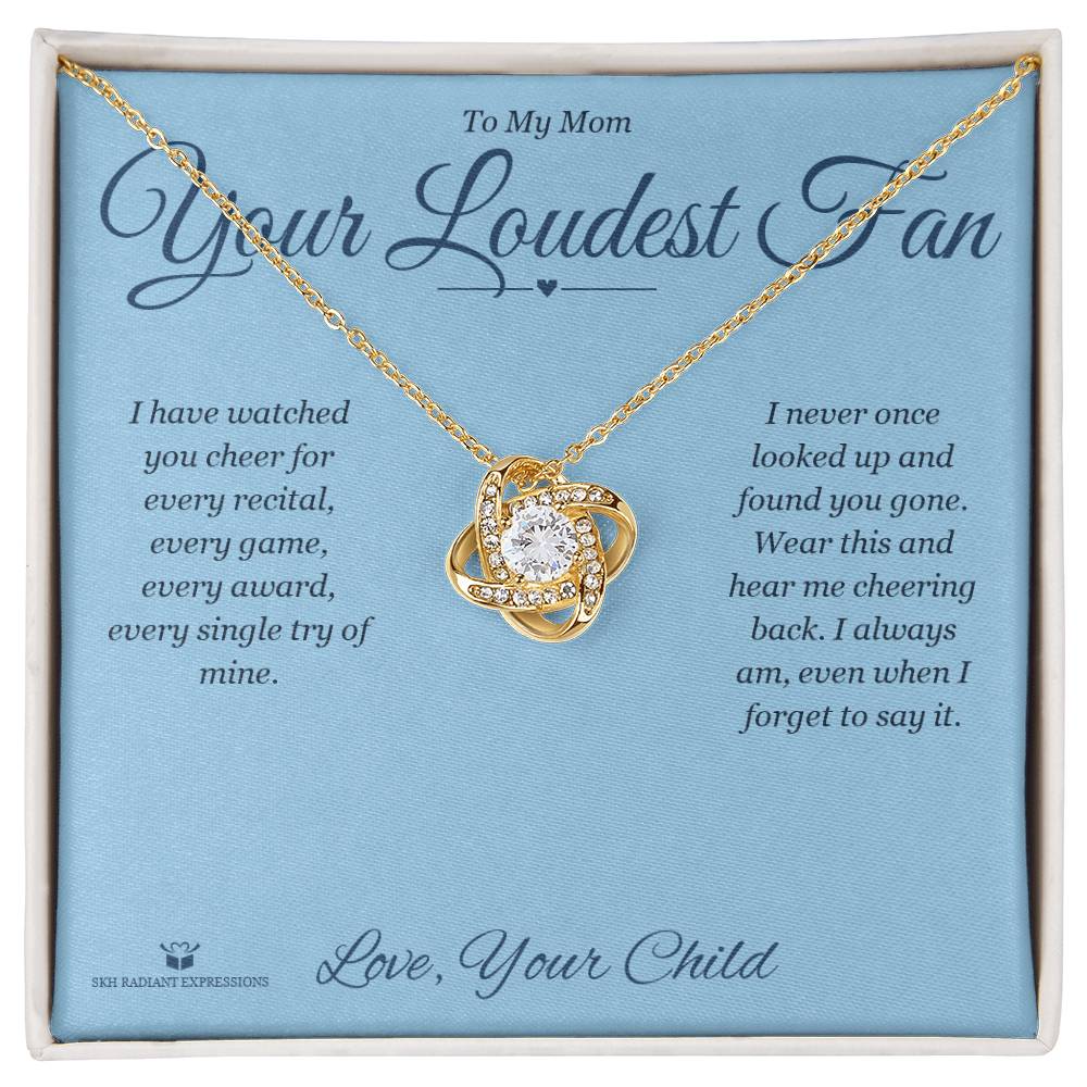 Engraved Love Knot Necklace with message for mom