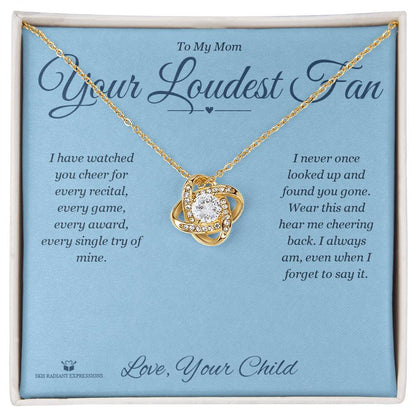 Engraved Love Knot Necklace with message for mom