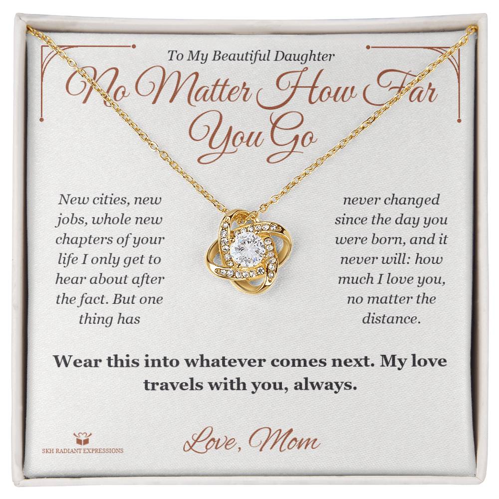 Love Knot Necklace engraved with your own words for daughter