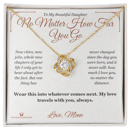 Love Knot Necklace engraved with your own words for daughter