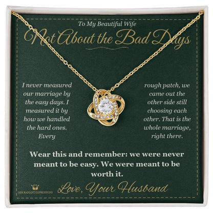 Love Knot Necklace engraved with your own words for wife