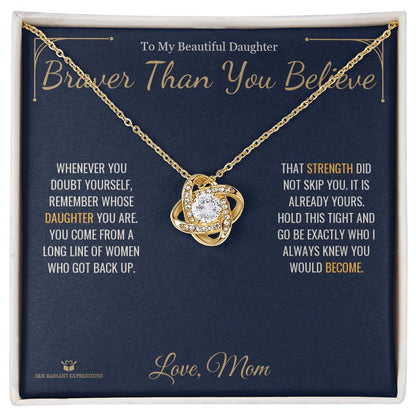 Love Knot Necklace engraved with your own words for daughter