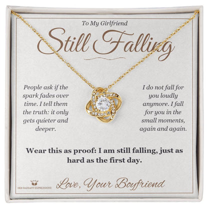 Engraved Love Knot Necklace with message for girlfriend