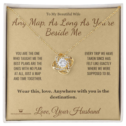 Love Knot Necklace engraved with your own words for wife