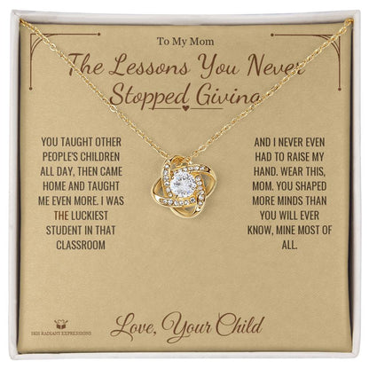Custom name-personalized Love Knot Necklace gift for mom