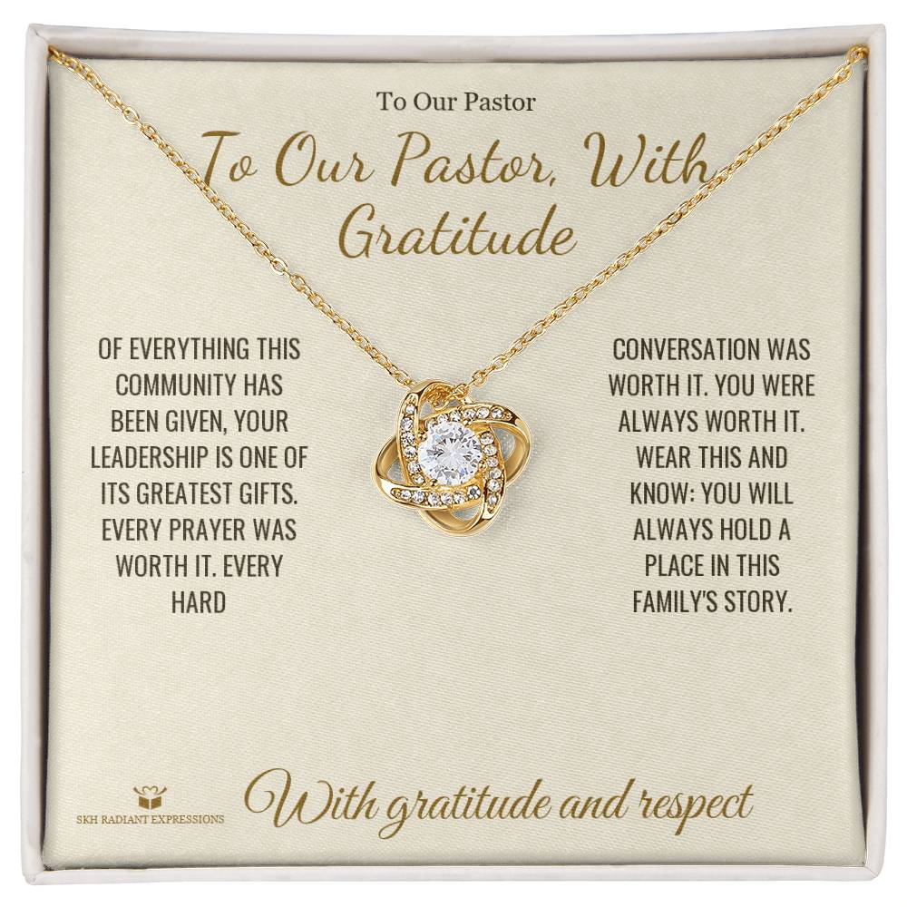 Add a name to this Love Knot Necklace - gift for pastor