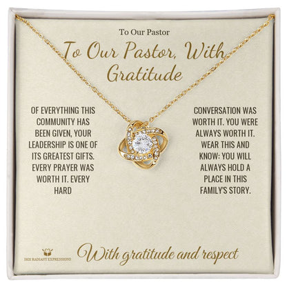 Add a name to this Love Knot Necklace - gift for pastor